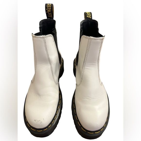 Dr Martens Quad Chelsea Boots Womens US 7 White Leather Chunky Lug Platform 2976 - Picture 4 of 11